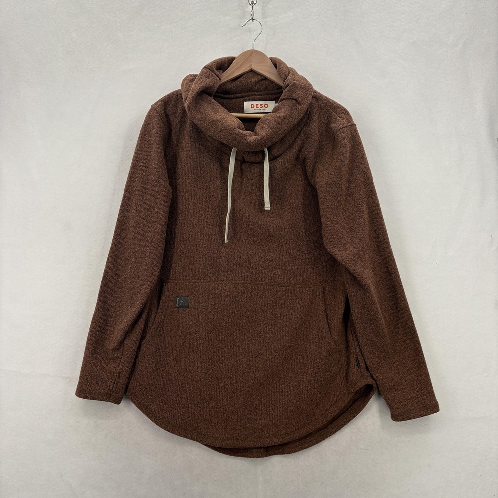 Deso Supply Co. Tallac Pullover Womens XL Brown Cowl Neck Kangaroo Pocket Cali